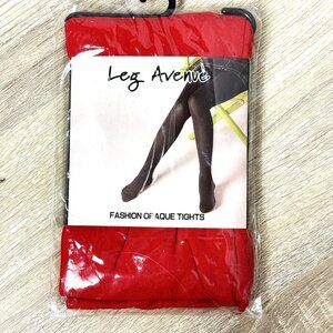 Leg Avenue #7300 Bright Red Fashion Opaque Tights NWT NOS